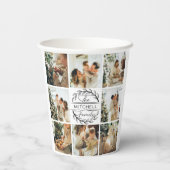 エレガントシンプル家族フォトコラージュ&モノグラム 紙コップ (裏面)