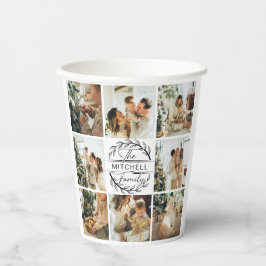 エレガントシンプル家族フォトコラージュ&モノグラム 紙コップ