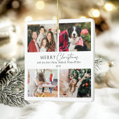 エレガントシンプル家族4写真コラージクリスマス セラミックオーナメント