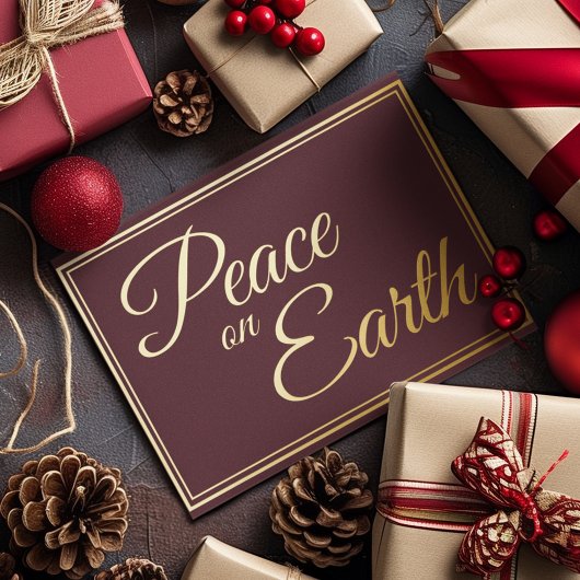 エレガントシンプル平和オン・アース・ブルゴーニュ金ゴールド 箔シーズンカード