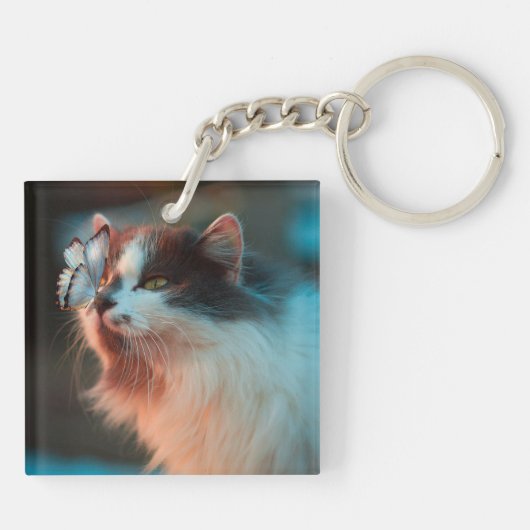 エレガントシンプル悔やみや弔慰写真ペット記念碑 キーホルダー (裏面)