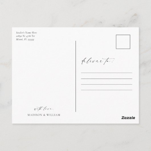 エレガントシンプル感謝してい結婚製のはがき ポストカード (裏面)