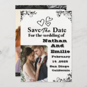 エレガントシンプル招待を保存 セーブザデート (正面/裏面)