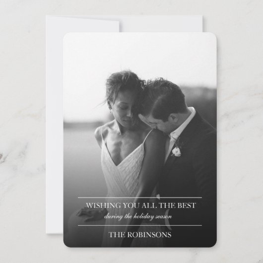 エレガントシンプル文字ホリデー・カード（写真付） シーズンカード (正面)