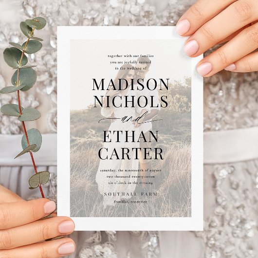 エレガントシンプル書の写真結婚の入力 招待状