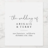 エレガントシンプル書の結婚ワインラベル ワインラベル (シングルラベル)