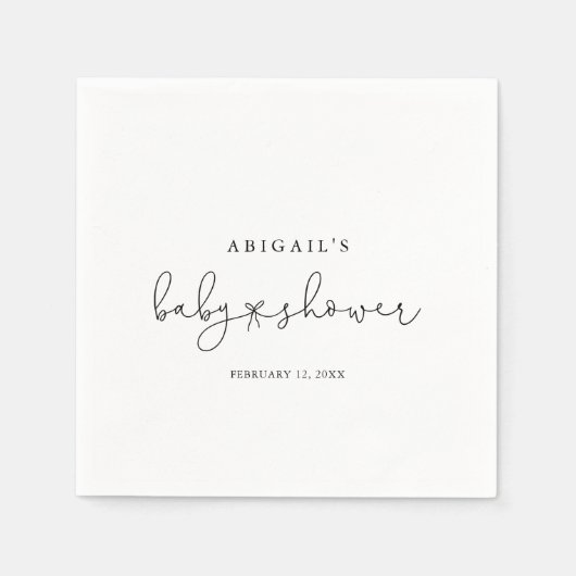 エレガントシンプル書ベビシャワーナプキン スタンダードカクテルナプキン (正面)