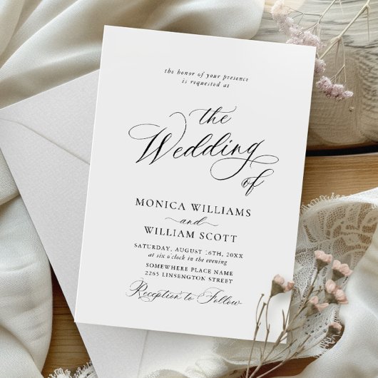 エレガントシンプル書ミニマル結婚リスト 招待状