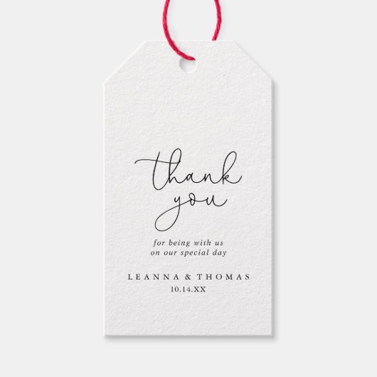 エレガントシンプル書結婚の感謝 ギフトタグ (正面)