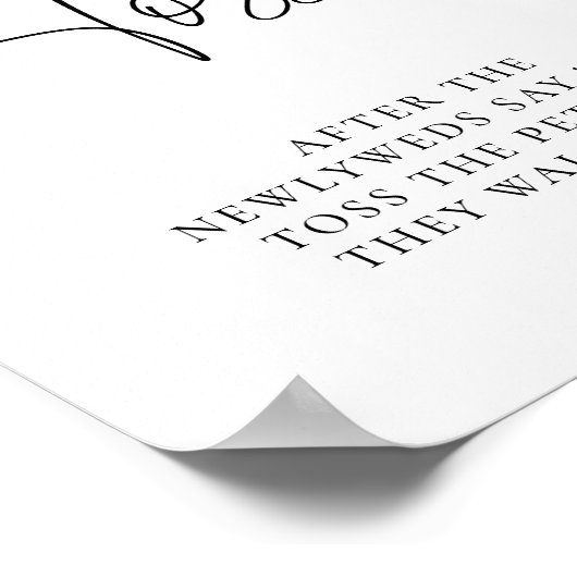 エレガントシンプル書結婚の花弁トス標識 ポスター (角)