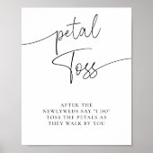 エレガントシンプル書結婚の花弁トス標識 ポスター (正面)