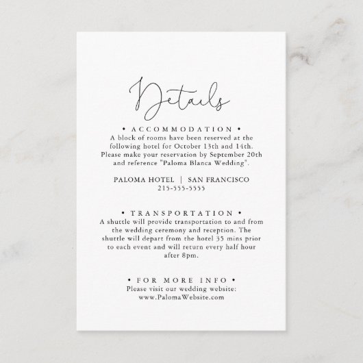 エレガントシンプル書結婚詳細 エンクロージャーカード (正面)