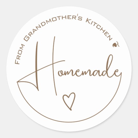 エレガントシンプル書道の手作りハートホワイト ラウンドシール (正面)