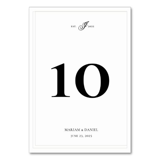 エレガントシンプル書道モノグラムホワ結婚イト テーブルナンバー (正面)