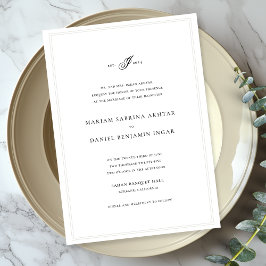 エレガントシンプル書道モノグラムホワ結婚イト 招待状