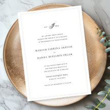 エレガントシンプル書道モノグラムホワ結婚イト