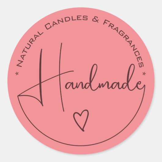 エレガントシンプル書道手作ハートラベル ラウンドシール (正面)