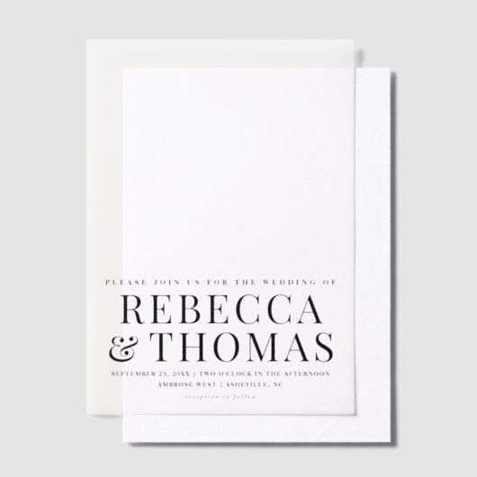 エレガントシンプル書道結婚の写真オーバーレイ ベラム紙招待状 (オフセット)