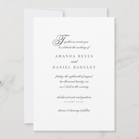 エレガントシンプル書道結婚の 招待状 (正面)