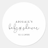 エレガントシンプル書道赤ちゃんシャワーのお願い ラウンドシール (正面)