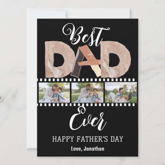 エレガントシンプル最高のパパEver Faters Day写真 シーズンカード (正面)