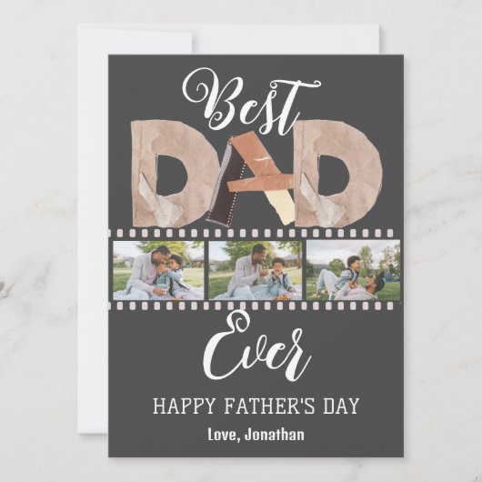 エレガントシンプル最高のパパEver Faters Day写真 シーズンカード (正面)