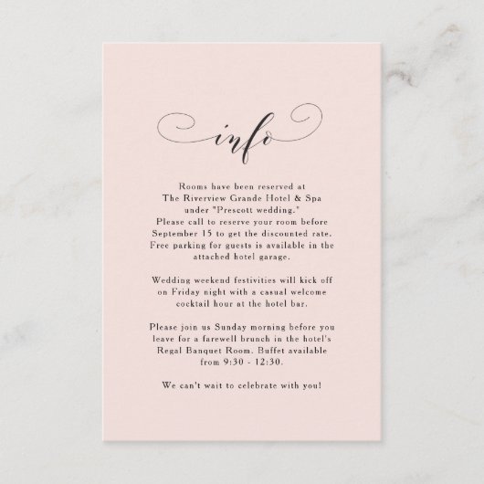 エレガントシンプル桃結婚の情報 エンクロージャーカード (正面)