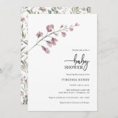 エレガントシンプル植物性ベビーシャワー 招待状 (正面/裏面)