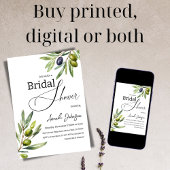 エレガントシンプル水カラーオリーブブライダルシャワー 招待状