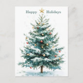 エレガントシンプル水カラークリスマスツリーカスタム シーズンポストカード (正面)