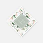 エレガントシンプル水カラーフローラ結婚の スタンダードカクテルナプキン (角)