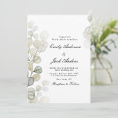 エレガントシンプル水カラーユーカリ結婚ス 招待状 (スタンド正面)