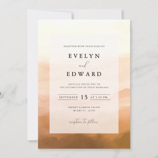 エレガントシンプル水カラー秋の結婚式ボホ 招待状 (正面)