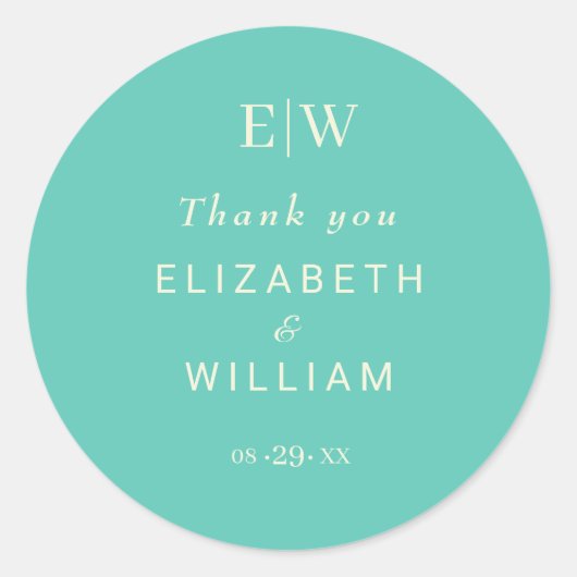 エレガントシンプル水中競技畏怖とモノグラム結婚の ラウンドシール (正面)