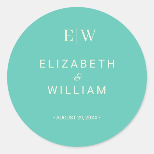 エレガントシンプル水中競技畏怖とモノグラム結婚の ラウンドシール (正面)