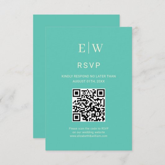 エレガントシンプル水中競技畏怖とモノグラム結婚の 出欠カード (正面/裏面)