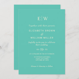 エレガントシンプル水中競技畏怖とモノグラム結婚の 招待状