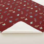 エレガントシンプル水彩植物性ベビーブルー葉 シェルパブランケット (3/4)