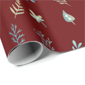 エレガントシンプル水彩植物性ベビーブルー葉 ラッピングペーパー (ロールコーナー)