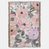 エレガントシンプル水色フローラ スローブランケット (正面縦)