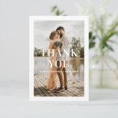 エレガントシンプル清浄タイポグラフィ結婚写真 サンキューカード (スタンド正面)