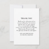 エレガントシンプル清浄タイポグラフィ結婚写真 サンキューカード (裏面)