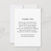 エレガントシンプル清浄タイポグラフィ結婚写真 サンキューカード (裏面)