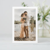 エレガントシンプル清浄タイポグラフィ結婚写真 サンキューカード (スタンド正面)