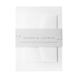 エレガントシンプル灰色・赤花 招待状ベリーバンド