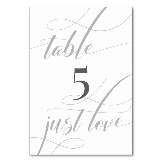 エレガントシンプル白グレーミニマル書道 テーブルナンバー (正面)