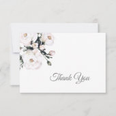 エレガントシンプル白フローラ結婚ズ サンキューカード (正面)