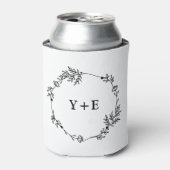 エレガントシンプル白モノグラムの結婚の 缶クーラー (缶正面)