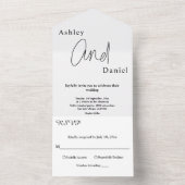 エレガントシンプル白黒の書道結婚の オールインワン招待状 (内側)