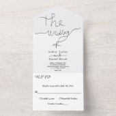 エレガントシンプル白黒の書道結婚の オールインワン招待状 (内側)